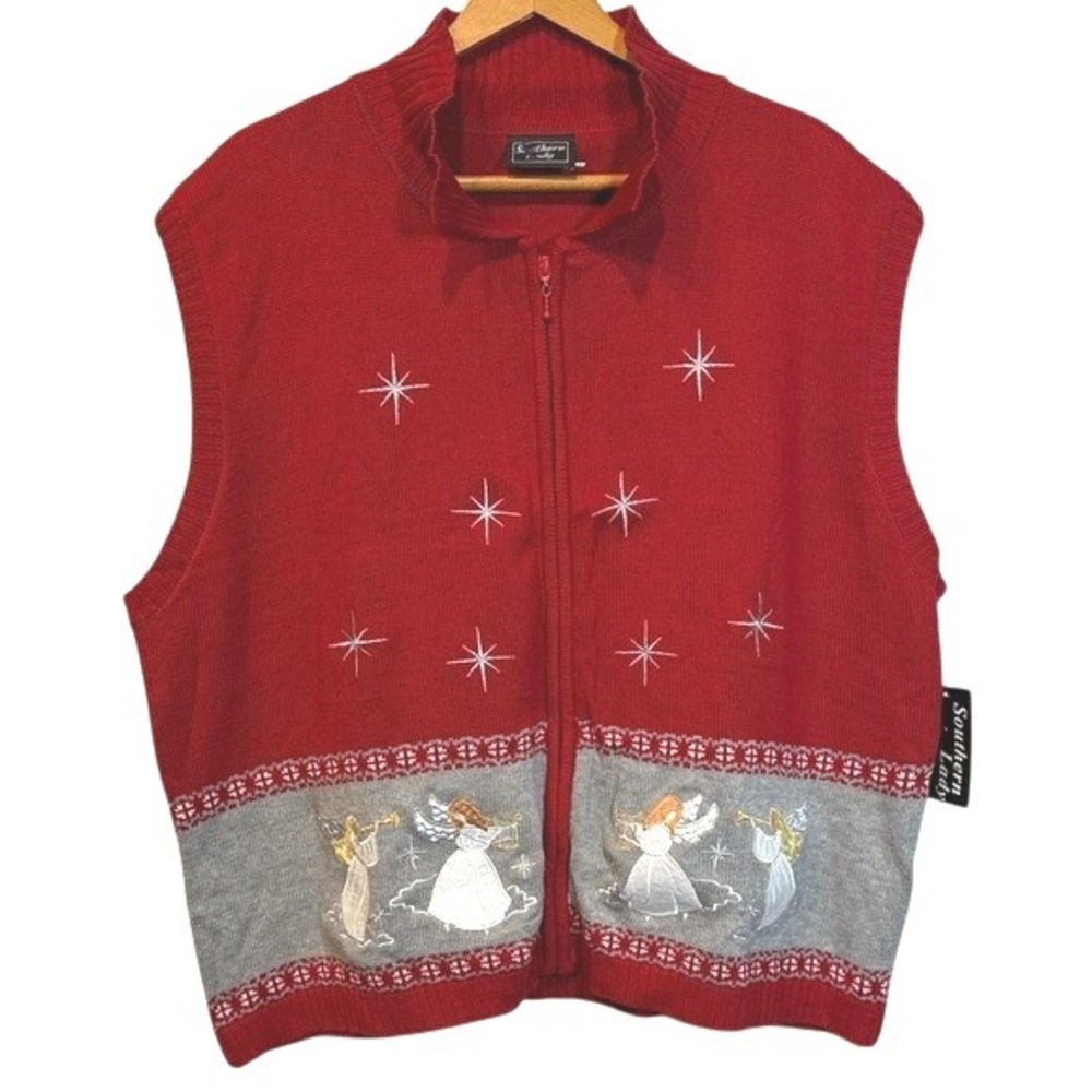 New Southern Lady‎ Women's Red Angel Grandma Christmas Sweater Vest Plus Size 3X